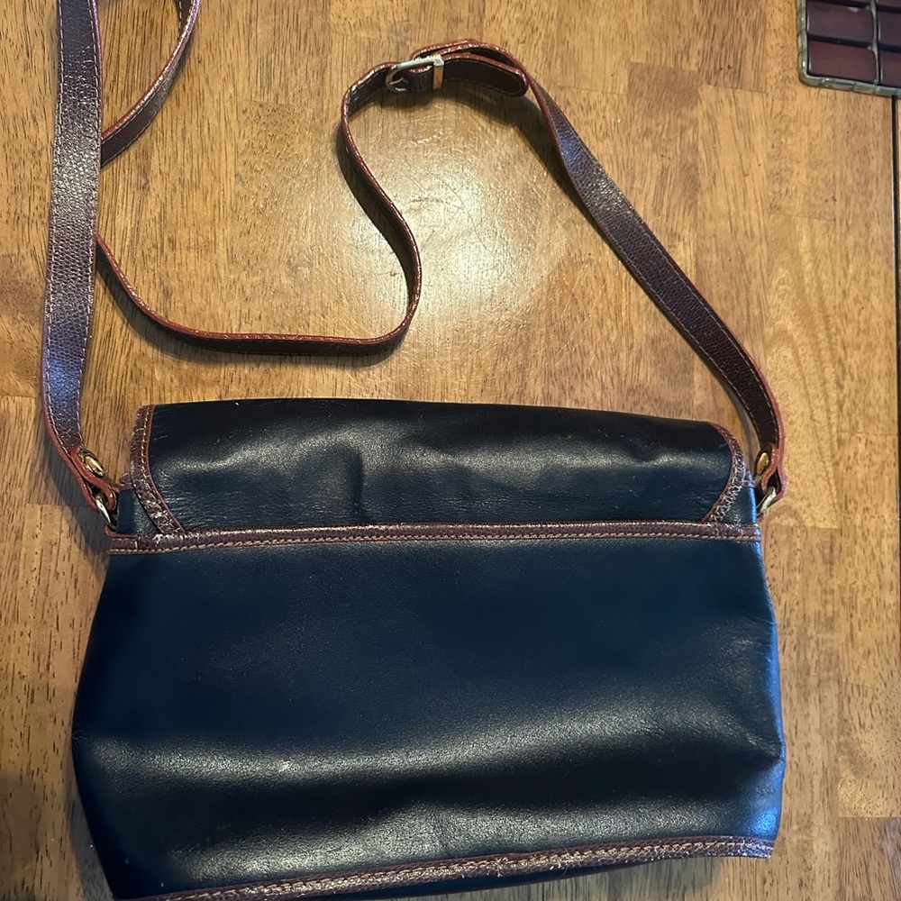 Vintage Pierre Balmain Genuine Leather Black and Brown Crossbody Bag - Picture 4 of 8